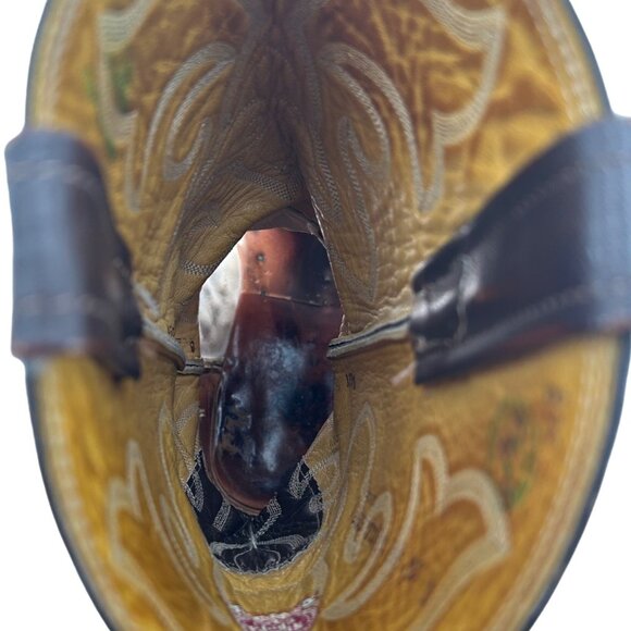 Vintage Nocona Cowboy Boots Ostrich Embossed Leather Brown Mens 10.5D Western - Picture 11 of 14